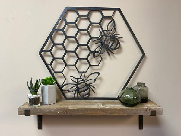Hexagon Honeycomb | Honey Bee | Honeycomb | Bees | Wall Décor | Home Décor | Wall Art | Plasma Cut | Metal Wall Art | Rustic Décor |